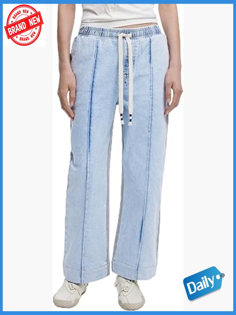 Mid Rise Straight Leg Jeans Cotton Denim Zipper Fly
